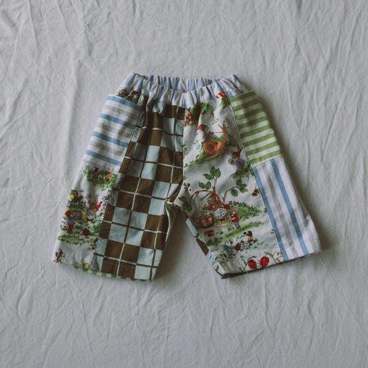 Woodland Gnome Patchwork Shorts — Size 4