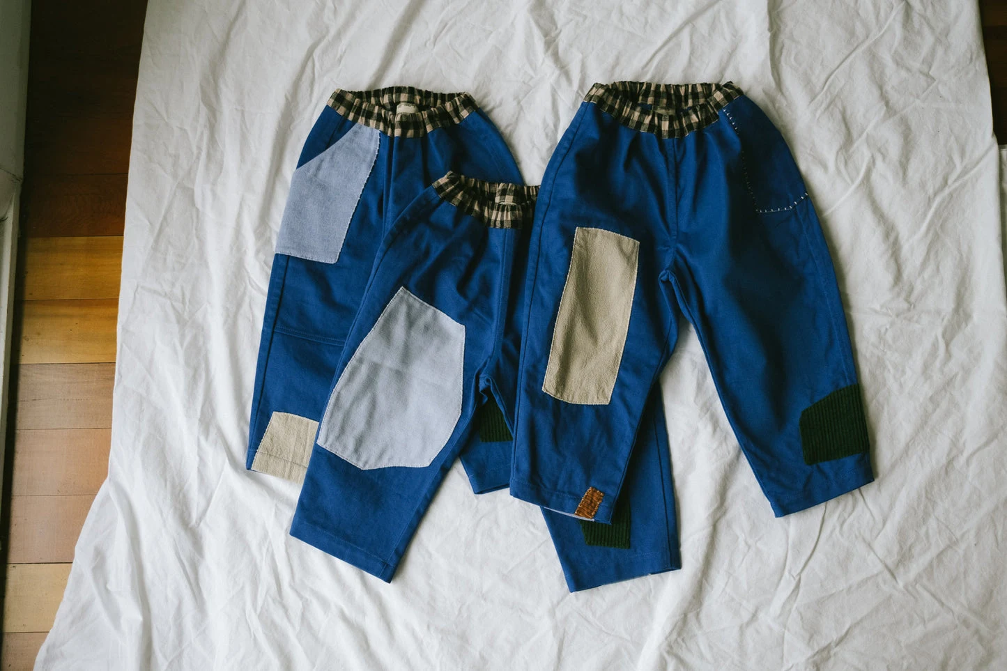 Workwear Blue Patchwork Pants