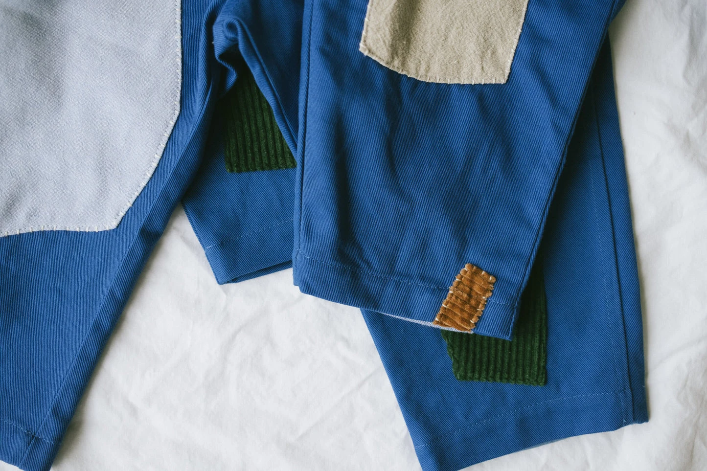 Workwear Blue Patchwork Pants