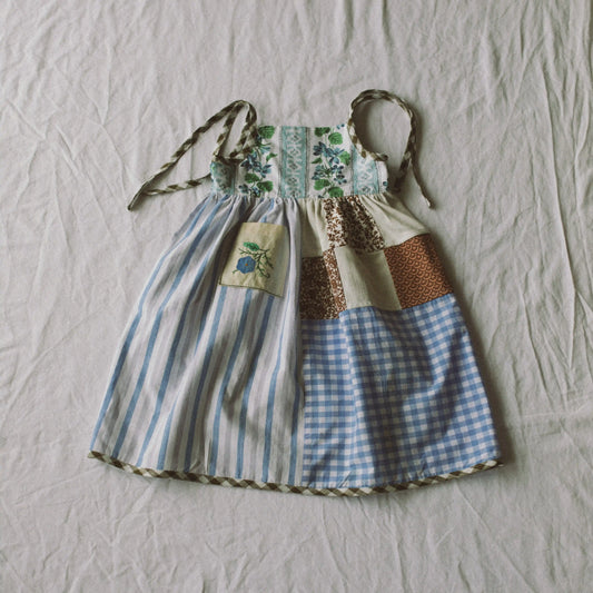 Blue Patchwork Summer Dress — Size 2