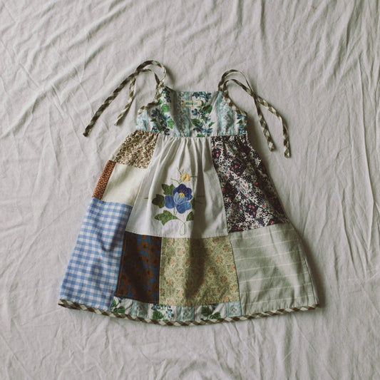 Blue Patchwork Summer Dress — Size 2