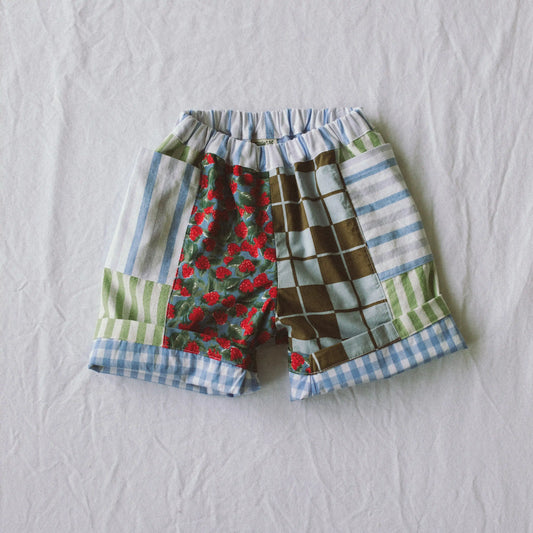 Raspberry Patchwork Shorts — Size 3