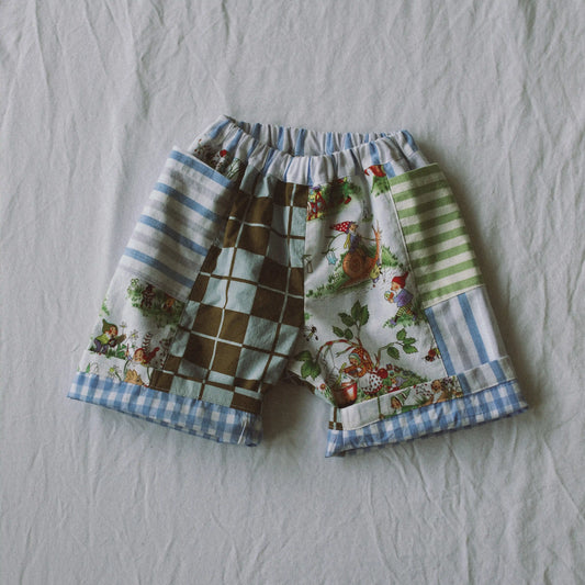 Woodland Gnome Patchwork Shorts — Size 4